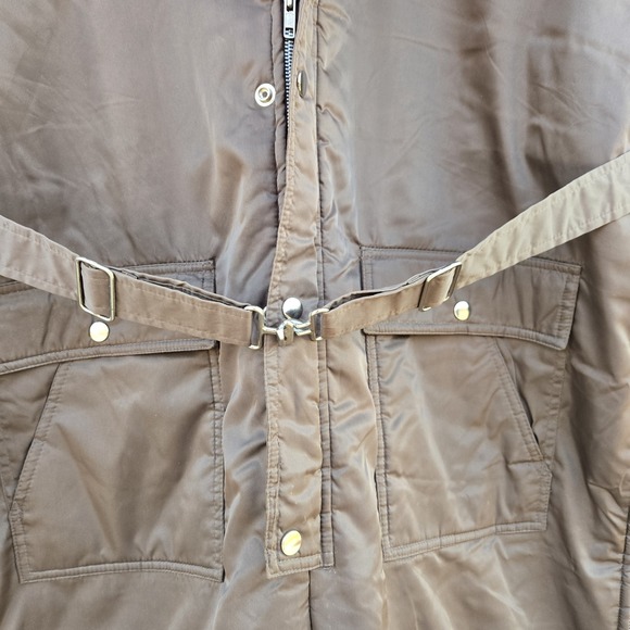 Vtg Sears Work Leisure Hooded Insulated Coveralls Snowsuit Mens 46-48 Brown - Picture 2 of 11